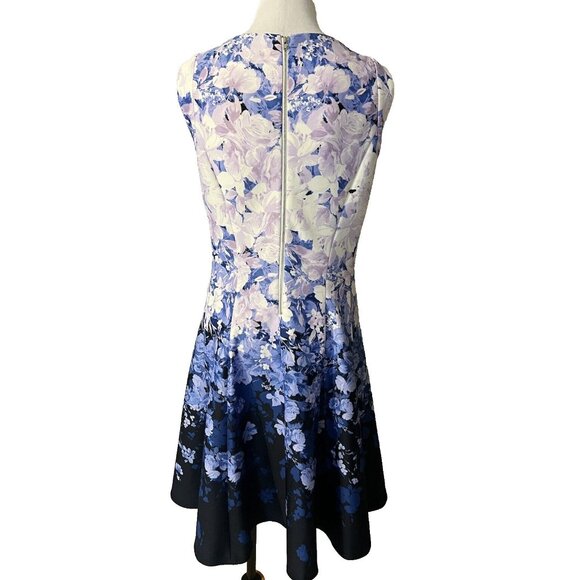 Gabby Skye Dress 18W Blue Purple White Scuba A Line Stretch Washable NEW - Picture 3 of 14